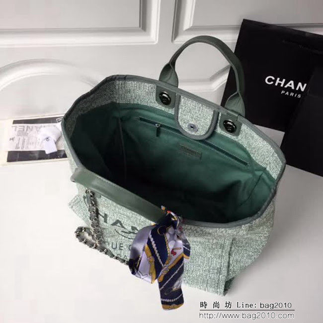 香奈兒CHANEL 2018早春度假系列最新火爆大號帆布沙灘包手提購物袋 DSC1293